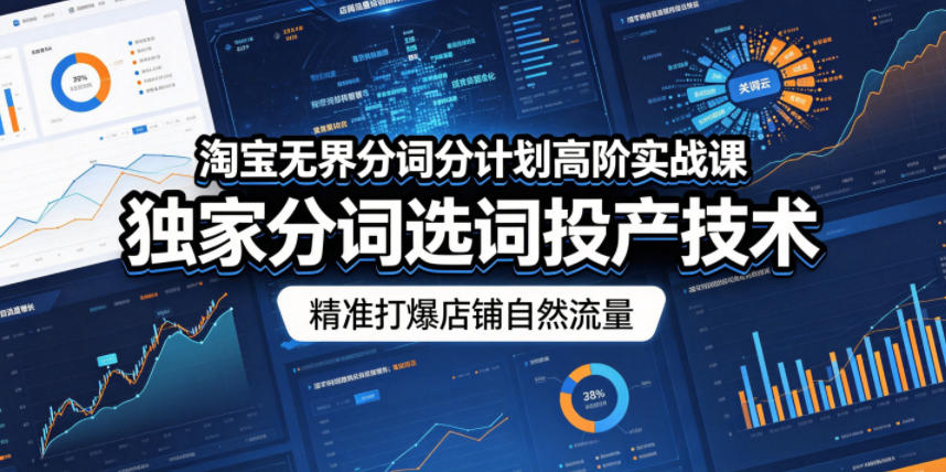 淘宝无界分词分计划高阶实战课，独家分词选词投产技术，精准打爆店铺自然流量-黑马项目网