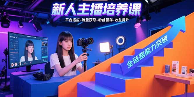 新人主播培养课：平台适应-流量获取-粉丝留存-收益提升 全链路能力突破-黑马项目网