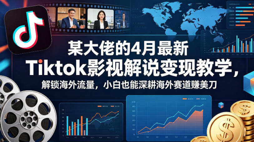 某大佬的4月最新Tiktok影视解说变现教学，解锁海外流量，小白也能深耕海外赛道賺美刀-黑马项目网