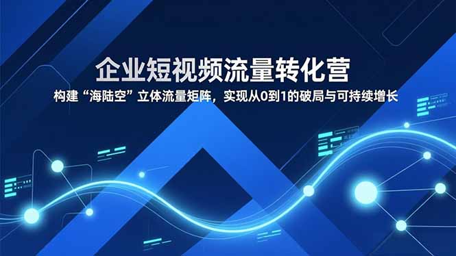 企业短视频流量转化营，构建“海陆空”立体流量矩阵，实现从0到1的破局与可持续增长-黑马项目网