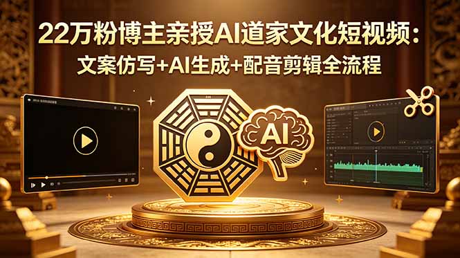 22万粉博主亲授AI道家文化短视频：文案仿写+AI生成+配音剪辑全流程-黑马项目网