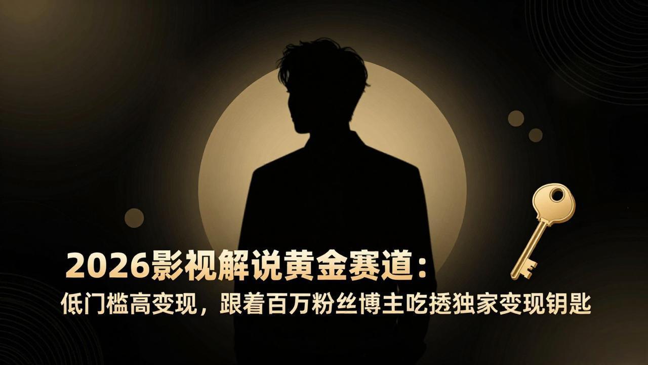 2026影视解说黄金赛道：低门槛高变现，跟着百万粉丝博主吃透独家变现钥匙-黑马项目网