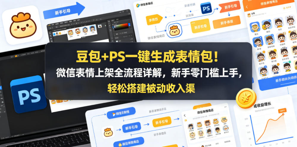豆包+PS一键生成表情包！微信表情上架全流程详解，新手零门槛上手，轻松搭建被动收入渠道-黑马项目网