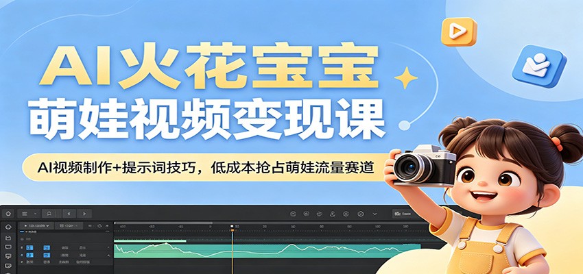 AI火花宝宝萌娃视频变现课：AI视频制作+提示词技巧，低成本抢占萌娃流量赛道-黑马项目网