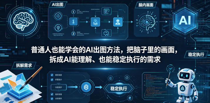 普通⼈也能学会的AI出图⽅法，把脑子里的画面，拆成AI能理解、也能稳定执行的需求【文档】-黑马项目网