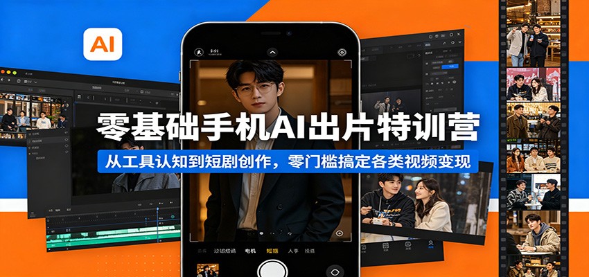 零基础手机AI出片特训营：从工具认知到短剧创作，零门槛搞定各类视频变现-黑马项目网