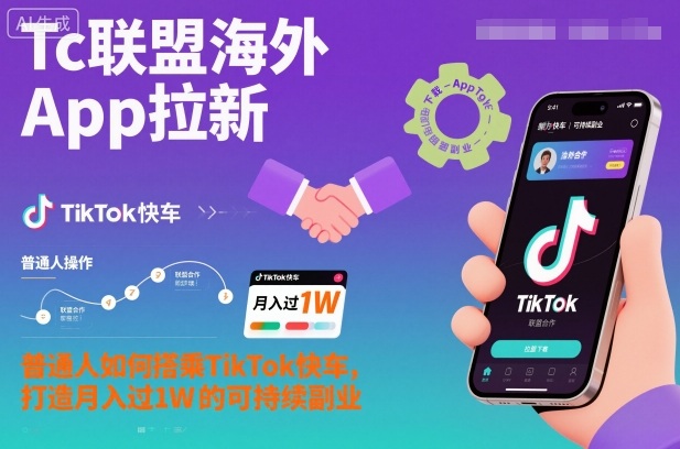 Tc联盟海外App拉新：普通人如何搭乘TikTok快车，打造月入过1W的可持续副业-黑马项目网