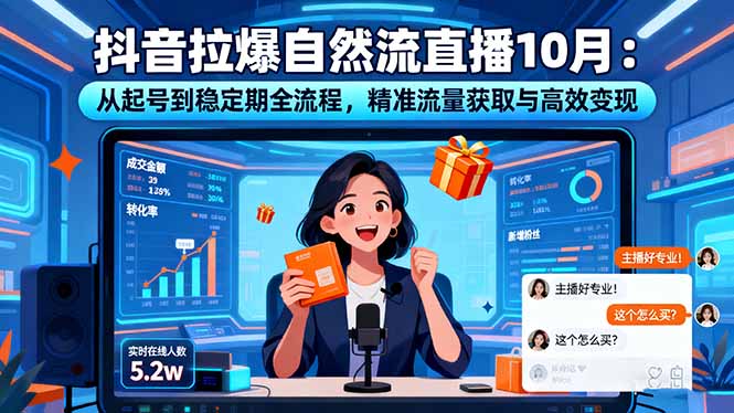 抖音拉爆自然流直播10月：从起号到稳定期全流程，精准流量获取与高效变现-黑马项目网