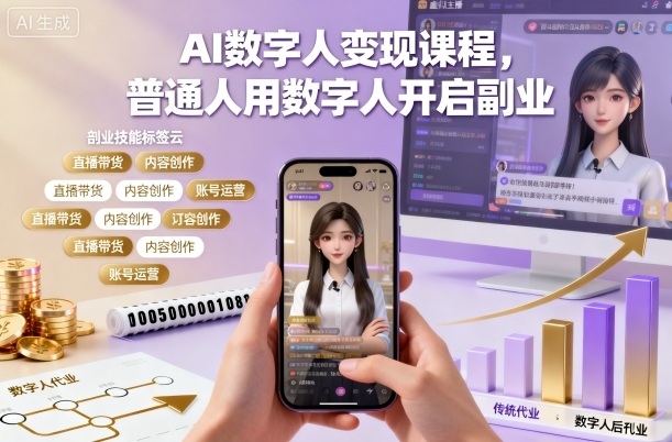 AI数字人变现课程,普通人用数字人开启副业-黑马项目网