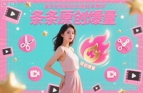 美女视频搬运去重技术教学，条条原创爆量-黑马项目网