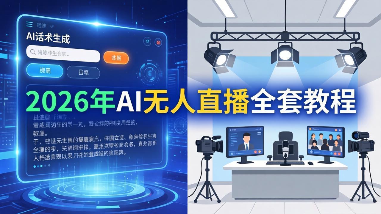 2026年AI无人直播全套教程：OBS安装+软件配置+直播间搭建+话术生成+一键开播实操-黑马项目网