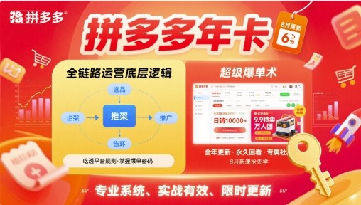 拼多多年卡，拼多多全链路运营底层逻辑，超级爆单术【更新12月】-黑马项目网