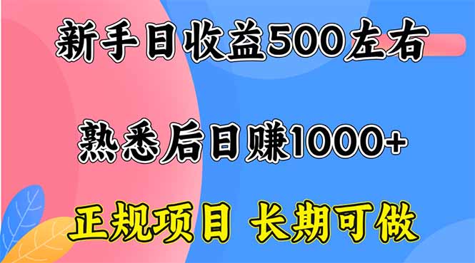 新手日收益500+ 正规项目 长期可做-黑马项目网