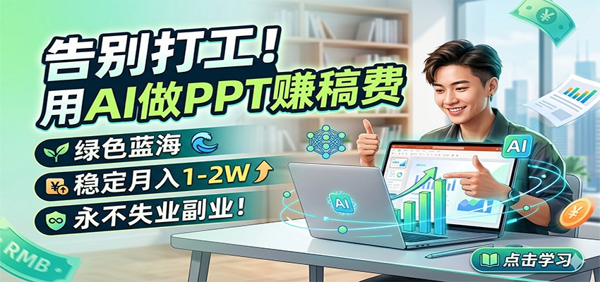 告别打工！用AI做PPT赚稿费，绿色蓝海，稳定月入1-2W，永不失业副业！-黑马项目网