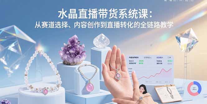 水晶直播带货系统课：从赛道选择、内容创作到直播转化的全链路教学-黑马项目网