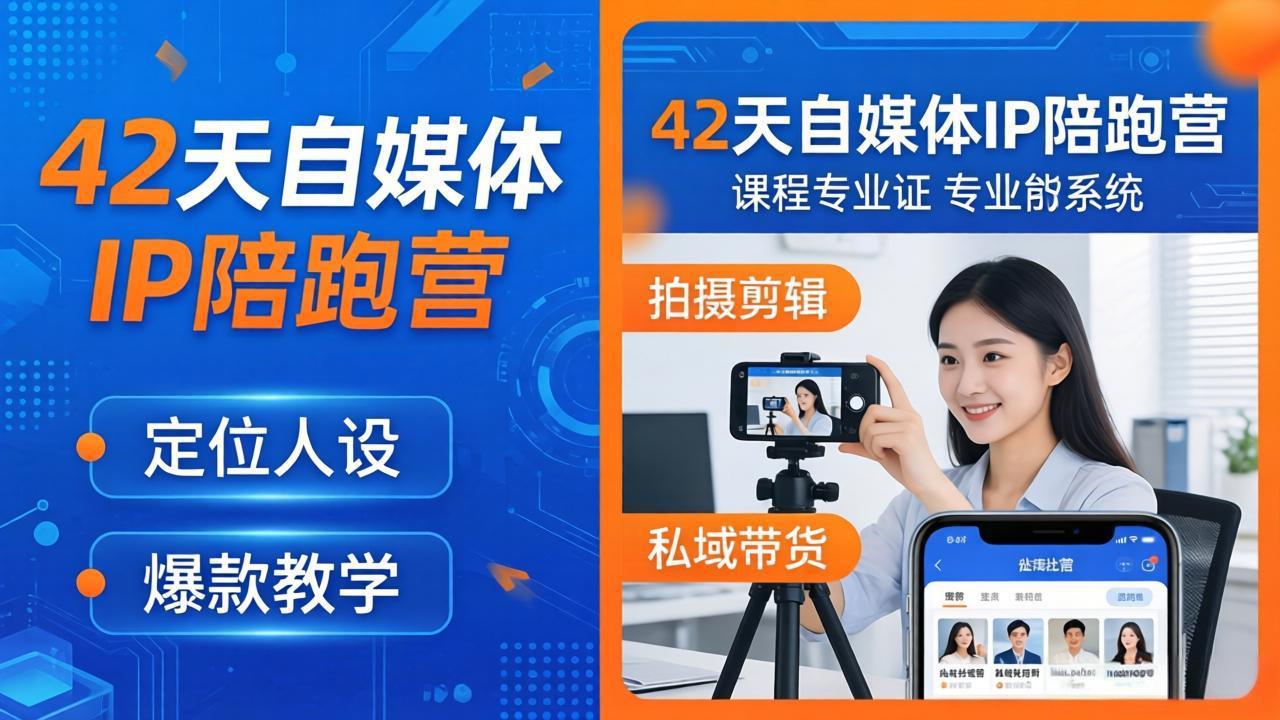 42天自媒体IP陪跑营-26年4月19更新：定位人设爆款全教学，拍摄剪辑私域带货一站式落地-黑马项目网