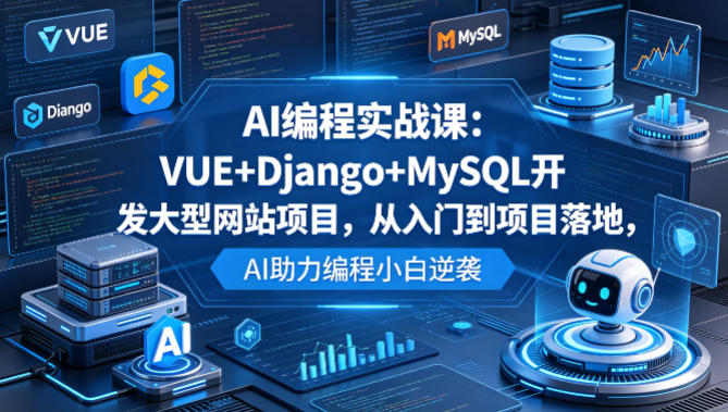 AI编程实战课：VUE+Django+MySQL开发大型网站项目，从入门到项目落地，AI助力编程小白逆袭-黑马项目网