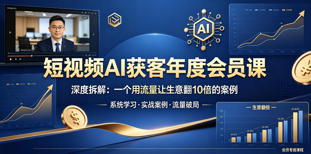 短视频AI获客年度会员课，深度拆解，一个用流量让生意翻10倍的案例-黑马项目网