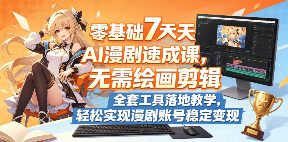 零基础7天AI漫剧速成课，无需绘画剪辑，全套工具落地教学，轻松实现漫剧账号稳定变现-黑马项目网