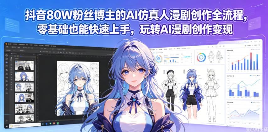 抖音80W粉丝博主的AI仿真人漫剧创作全流程，零基础也能快速上手，玩转AI漫剧创作变现-黑马项目网