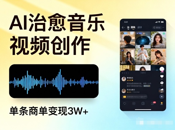 AI做治愈音乐视频，多平台投稿，单条商单变现3W+-黑马项目网