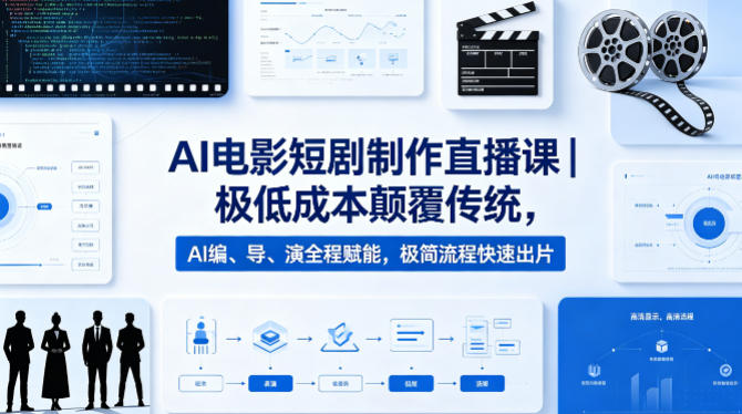 AI电影短剧制作直播课｜极低成本颠覆传统，AI编、导、演全程赋能，极简流程快速出片-黑马项目网