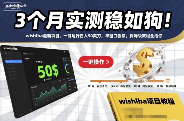 3个月实测稳如狗！wishlba最新项目，一键运行日入50美刀，单窗口躺挣，保姆级教程全给你【揭秘】-黑马项目网