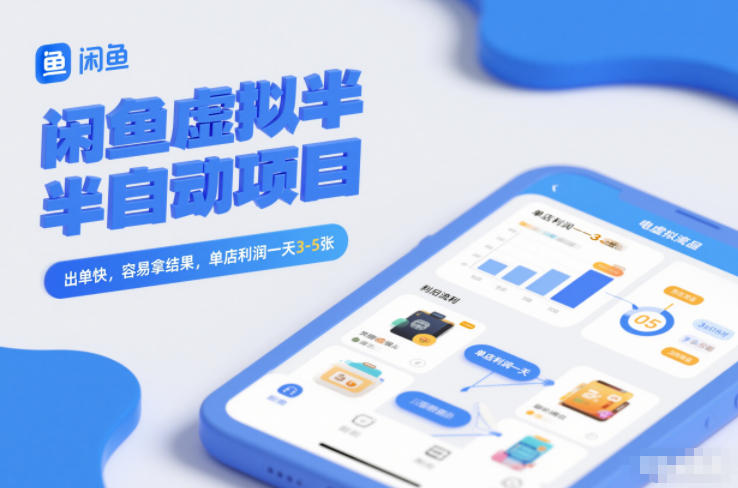 闲鱼虚拟半自动项目，出单快，容易拿结果，单店利润一天3-5张-黑马项目网