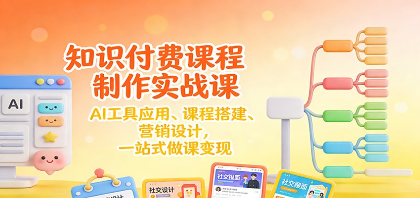 知识付费课程制作实战课：AI工具应用 、课程搭建、营销设计，一站式做课变现-黑马项目网