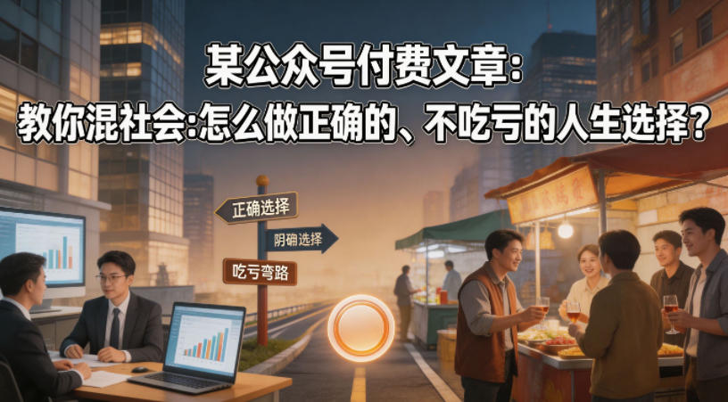 某公众号付费文章：教你混社会：怎么做正确的、不吃亏的人生选择？-黑马项目网