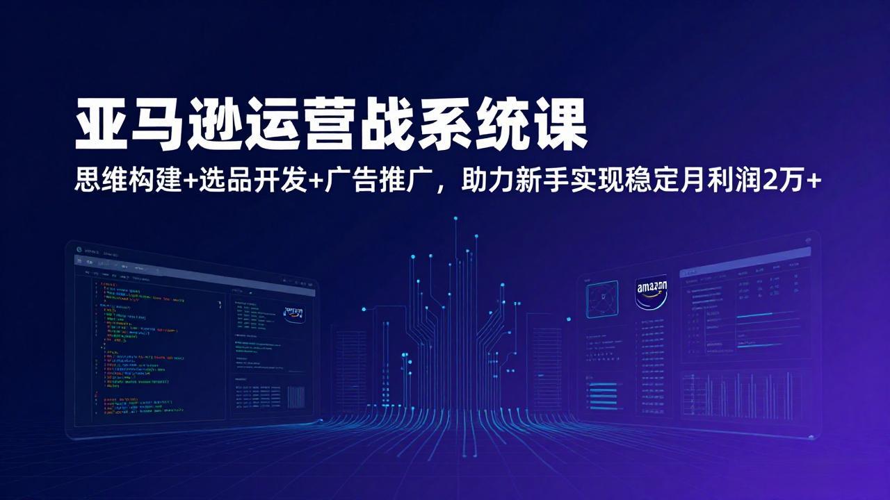 亚马逊运营实战系统课，思维构建+选品开发+广告推广，助力新手实现稳定月利润2万+(更新-黑马项目网