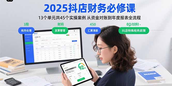 2025抖店财务必修课：13个单元共45个实操案例 从资金对账到年度报表全流程-黑马项目网