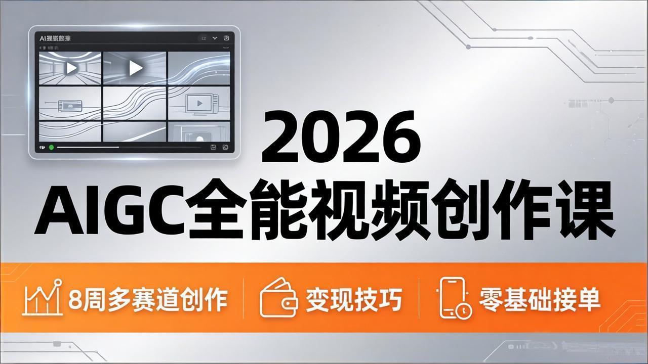 2026AIGC全能视频创作课，8周吃透多赛道创作+变现，零基础也能高效出片接单-黑马项目网