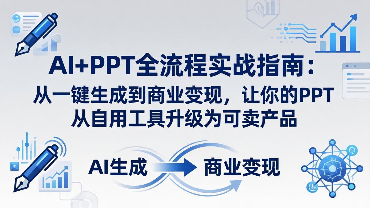 AI+PPT全流程实战指南-更新4月21：从一键生成到商业变现，让你的PPT从自用工具升级为可卖产品-黑马项目网
