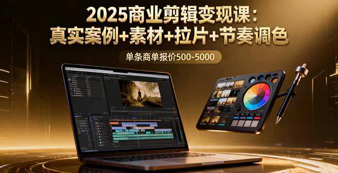 2025商业剪辑变现课：真实案例+素材+拉片+节奏调色，单条商单报价500-5000-黑马项目网