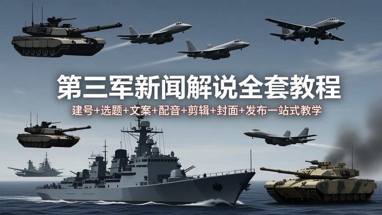 第三军迷新闻解说全套教程：建号+选题+文案+配音+剪辑+封面+发布一站式教学-黑马项目网