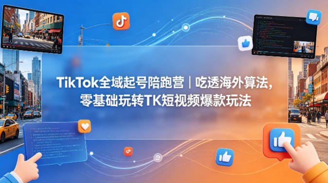 TikTok全域起号陪跑营｜吃透海外算法，零基础玩转TK短视频爆款玩法-黑马项目网