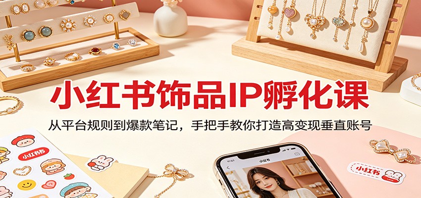 小红书饰品IP孵化课：从平台规则到爆款笔记，手把手教你打造高变现垂直账号-黑马项目网