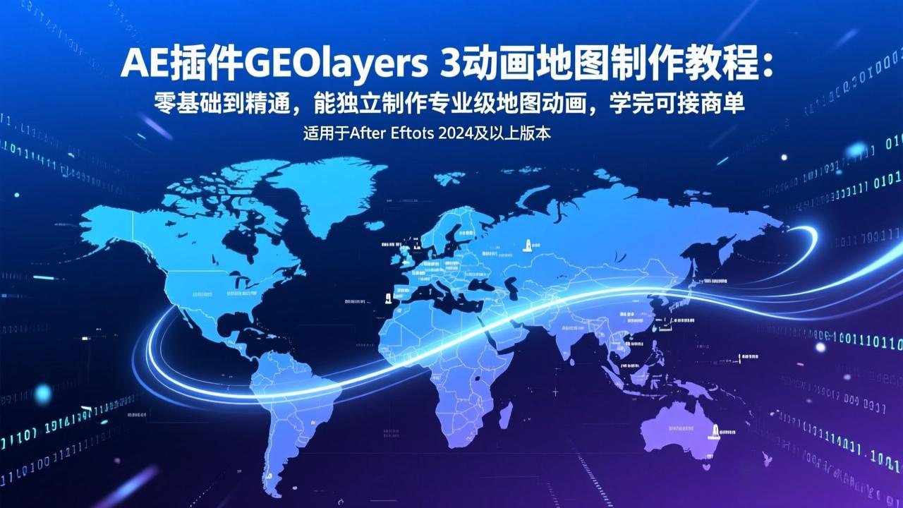 AE插件GEOlayers 3动画地图制作教程：零基础到精通，能独立制作专业级地图动画，学完可接商单-黑马项目网