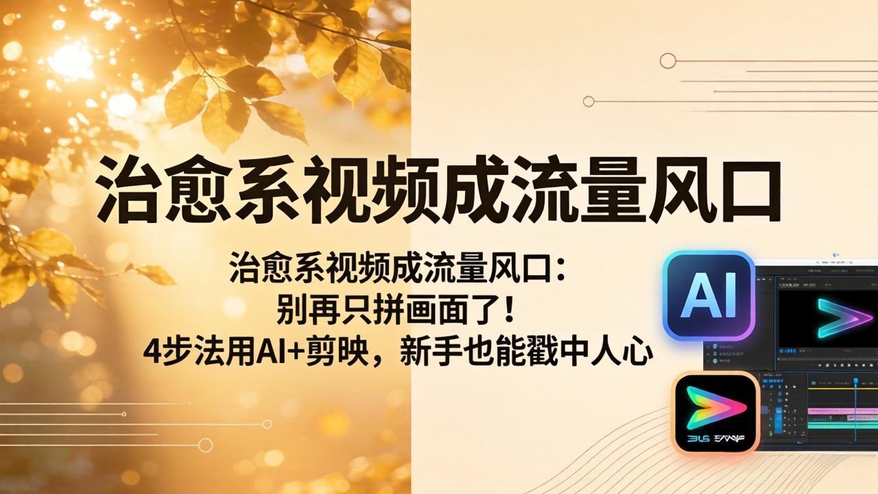 治愈系视频成流量风口：别再只拼画面了！4步法用AI+剪映，新手也能戳中人心-黑马项目网