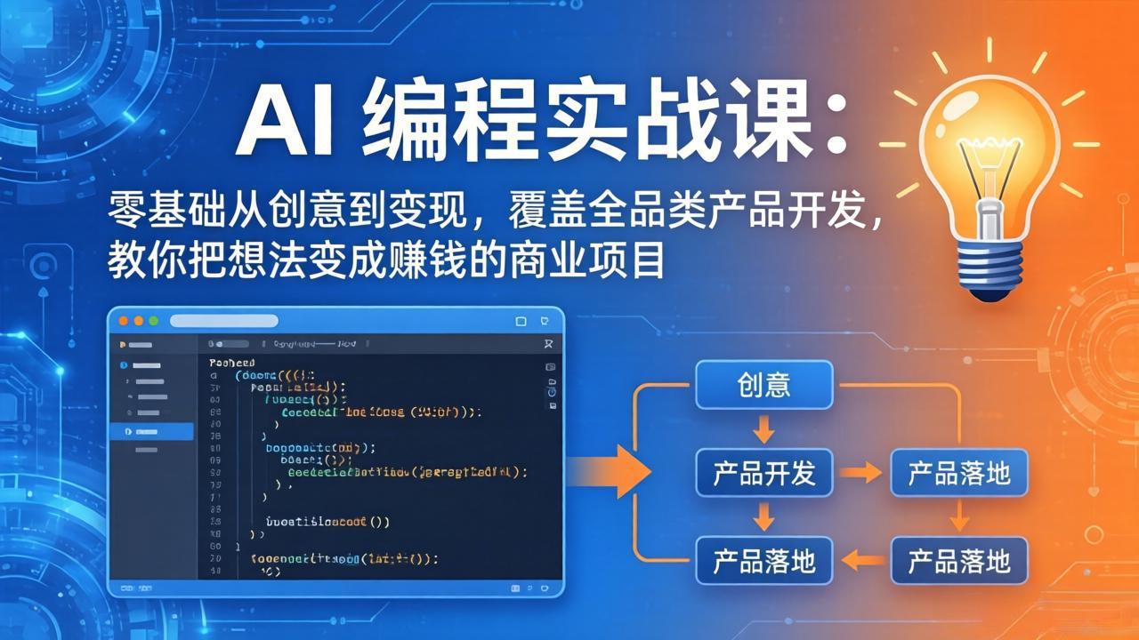 AI编程实战课-第三期-5月3更新：零基础从创意到变现，覆盖全品类产品开发，把想法变成赚钱项目-黑马项目网