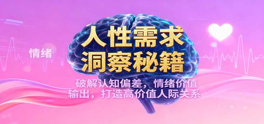 人性需求洞察秘籍，破解认知偏差，情绪价值输出，打造高价值人际关系-黑马项目网