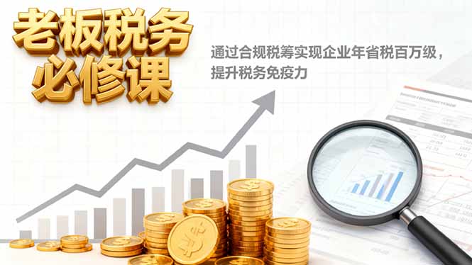 老板税务必修课，通过合规税筹实现企业年省税百万级，提升税务免疫力-黑马项目网
