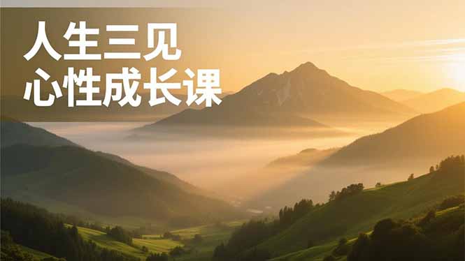 人生三见心性成长课，见天地众生自己，搞透人性安顿身心，活出清晰自我，内在富足无价-黑马项目网