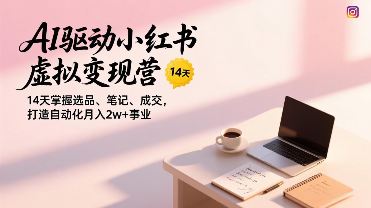 AI驱动小红书虚拟变现营，14天掌握选品、笔记、成交，打造自动化月入2w+事业-黑马项目网