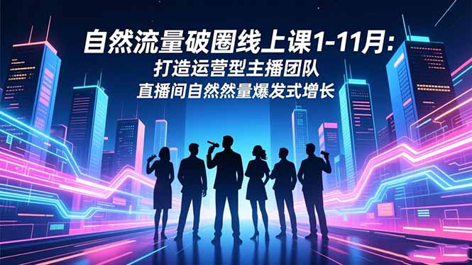 自然流量破圈线上课1-11月：打造运营型主播团队 直播间自然流量爆发式增长-黑马项目网