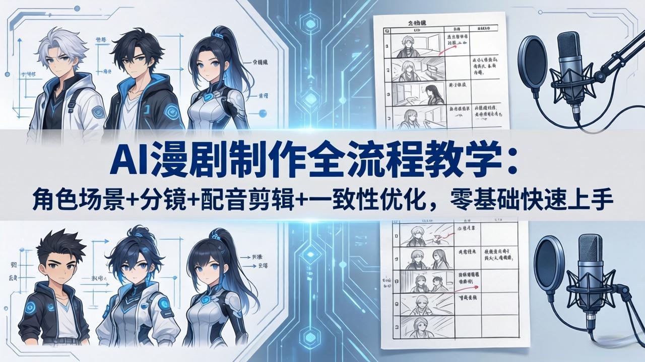 AI漫剧制作全流程教学：角色场景+分镜+配音剪辑+一致性优化，零基础快速上手-黑马项目网