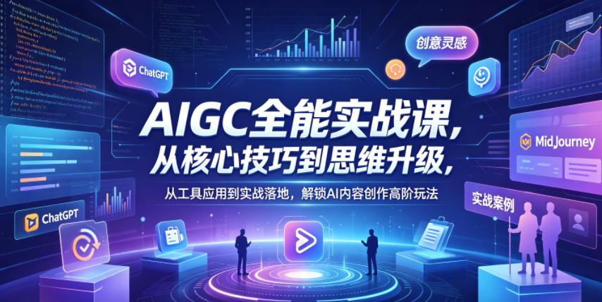 AIGC全能实战课，从核心技巧到思维升级，从工具应用到实战落地，解锁AI内容创作高阶玩法-黑马项目网
