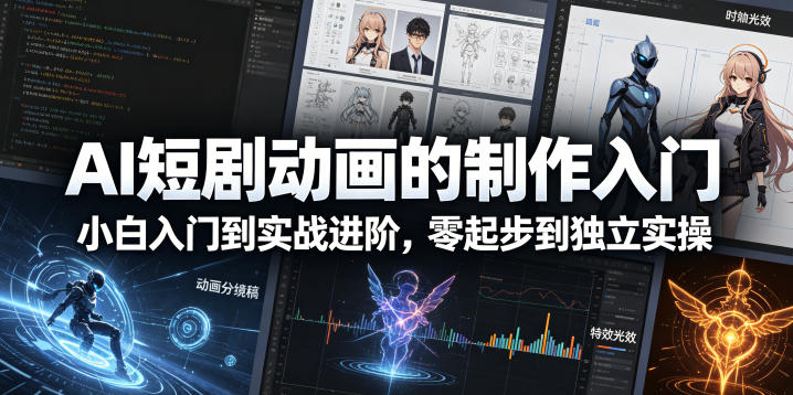 AI短剧动画的制作入门，小白入门到实战进阶，零起步到独立实操-黑马项目网