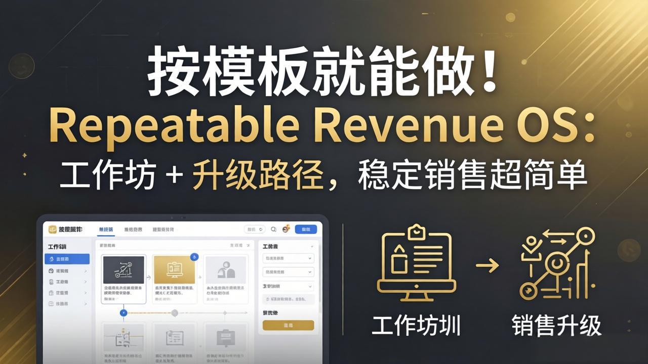 按模板就能做！Repeatable Revenue OS：工作坊 + 升级路径，稳定销售超简单-黑马项目网